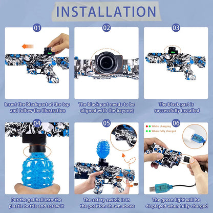 Automatic Gel Ball Blaster, with 35000 Water Beads, Splat Ball Shooting Game for Outdoor Activities, Gifts for Boys Girls Ages 12+
