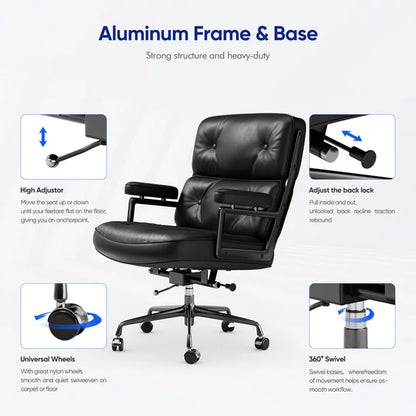 Raffle Pinker Office Chair, Computer Desk Chair Ergonomic Cushion Lumbar Support with Wheels Adjustable Swivel Rolling Home Executive Chair, Black