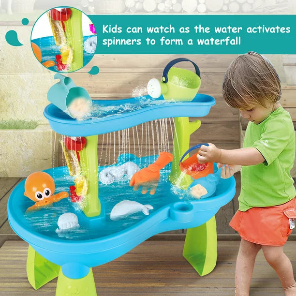 Sand and Water Table for Toddlers, Summer Outside Toys with 19PCS Accessory Set for Kids Boy Girls Aged 1 2 3+