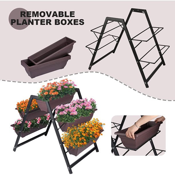 KAHOO 5 Planter Boxes Raised Garden Bed Indoor Outdoor Brown