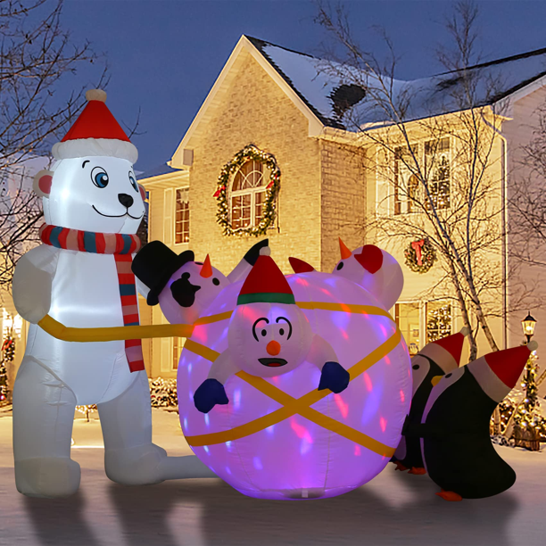 7 ft Christmas Inflatables with Colorful LED Lights Blow Ups Yard Inflatable Decorations