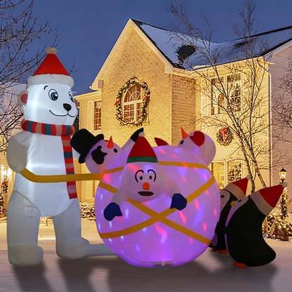 7 ft Christmas Inflatables with Colorful LED Lights Blow Ups Yard Inflatable Decorations