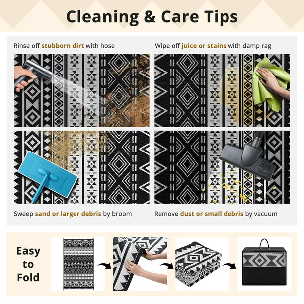 GOTGELIF 6x9 Outdoor Rug Plasti Straw Rug Waterproof PP Tube Woven Picnic Mat for Patio Decor Porch Balcony Picnic Rug