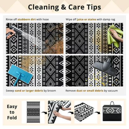 GOTGELIF 6x9 Outdoor Rug Plasti Straw Rug Waterproof PP Tube Woven Picnic Mat for Patio Decor Porch Balcony Picnic Rug