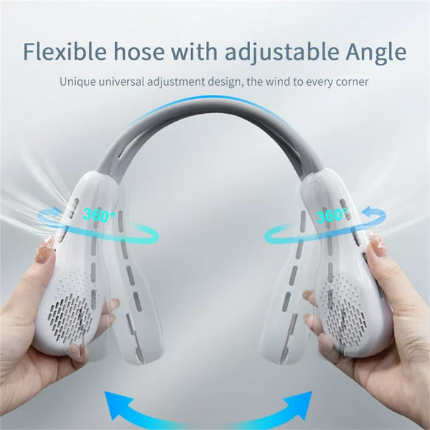 Portable Neck Fan, RGB Rechargeable Hands Free Bladeless Fan with LED Display, 360° Cooling Personal Fan with 3600 mah 3 Speeds Personal Wearable Quiet Fans for Office Outdoor Travel Home