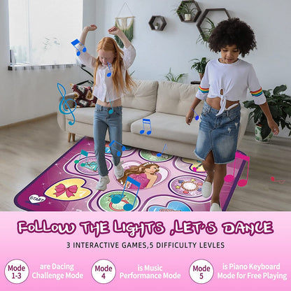 Swthlge Dance Mats Toys, 5 Game Modes Including 3 Challenge Levels, Adjustable Volume Dance Pad with LED Lights