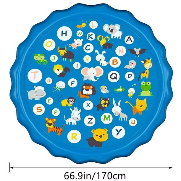 Melliful 68" Splash Pad Sprinkler for Kids, Inflatable Splash Water Pad, Toddler Pool for Wading Swimming and Learning, Outdoor Play Mat Water Toys for Baby Girls Boys Children Pet Dog, Blue