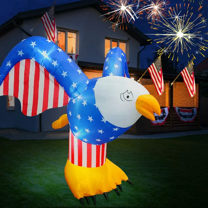 6Ft Independence Day Inflatable, 4th of July Inflatable American Bald Eagle Blow up Inflatables Decorations for Veteran's Day Party Indoor Outdoor Garden