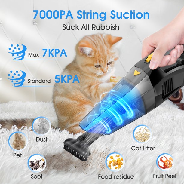 iFanze Portable Car Vacuum, 7kpa Powerful Handheld Vacuum Cordless Mini Cordless Vacuum Cleaner, 120W Rechargeable for Home Car, Black