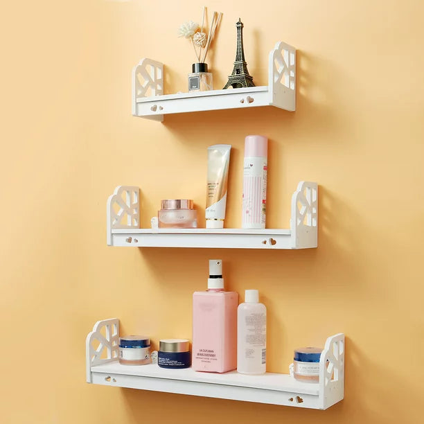 Set of 3 Wall Shelf Retro Floating Wall Shelves Modern Display Shelf Plant Holder Bathroom Storage Shelf for Home Office Bedroom Kitchen Bathroom Decor Gifts White