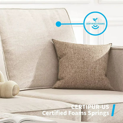 Mjkone Convertible Sectional Sofa Couch with Storage Ottoman, 3 Pcs Couch Set with Storage Pockets, Sectional Couches for Living Room, 3-Seater + Ottoman+ 1-Seater (Beige)