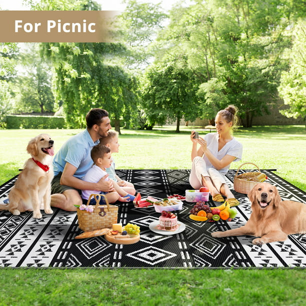 GOTGELIF 5x8ft Outdoor Bohemia Carpet Waterproof PP Tube Woven Picnic Mat for Patio Decor Porch Balcony Picnic Rug
