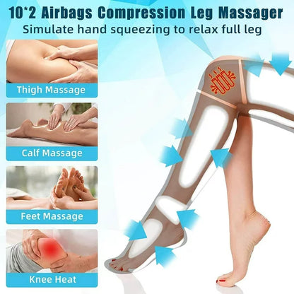 iFanze Leg Massager, Air Compression Thigh, Calf, Knee & Foot Massager for Circulation and Pain Relief, Muscles Relaxation, 2 Heat Levels, 4 Modes 4 Intensities