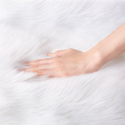 Soft Fluffy Faux Sheepskin Fur Area Rug Shag Plush Mat Home Decorative, White, 2 x 3 feet