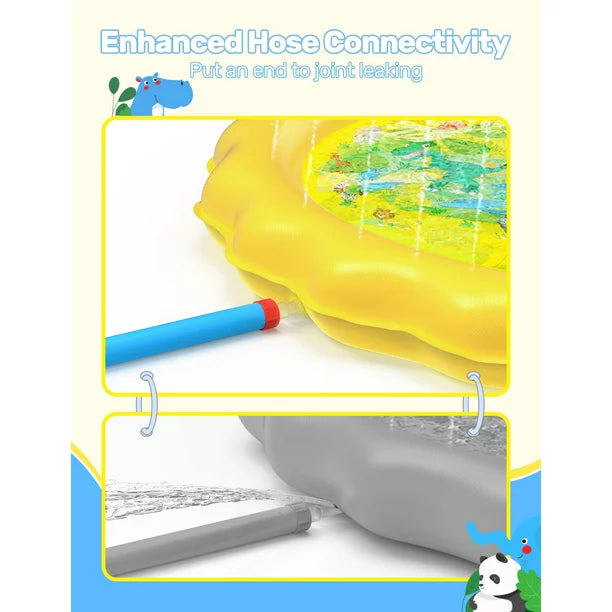 Melliful 68" Splash Pad for Kids Toddlers, Sprinkler for Kids Dog Splash Pad, Baby Outdoor Water Toys Play Mat for Learning, Yellow