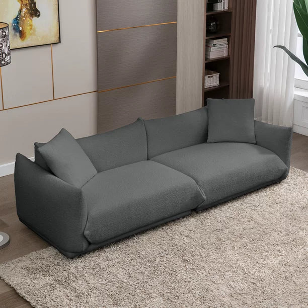 Mjkone Modern Lambswool Flared Arm Sofa, Cloud Couch for Living Room/Bedroom/Apartment(Dark Gray)