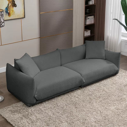 Mjkone Modern Lambswool Flared Arm Sofa, Cloud Couch for Living Room/Bedroom/Apartment(Dark Gray)