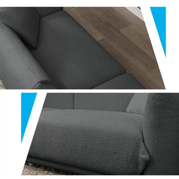 Mjkone Modern Lambswool Flared Arm Sofa, Cloud Couch for Living Room/Bedroom/Apartment(Dark Gray)