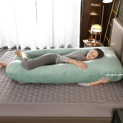 iFanze Pregnancy Pillows for Sleeping, U Shaped Maternity Full Body Pillow for Pregnant Women with Belly, Back, Leg, Washable Velour Cover Included (Mint Green)