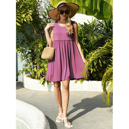 QINCAO Womens Dresses Sleeveless Plain Sundresses for Women Casual Tank Dresses,L(12-14)