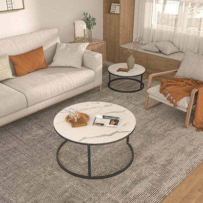 Modern Coffee Table Set of 2 Nesting Tables Small Round Table with Wood Top for Small Space and Living Room,32”