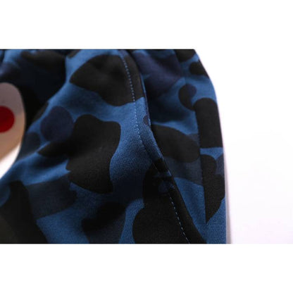 BAPE Shark Cotton Shorts Street Fashion Camouflage Hip Hop Casual Shorts,Blue
