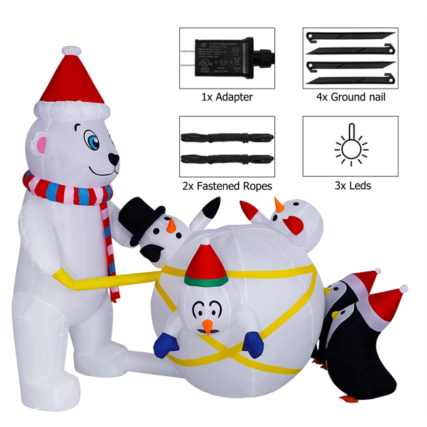 7 ft Christmas Inflatables with Colorful LED Lights Blow Ups Yard Inflatable Decorations