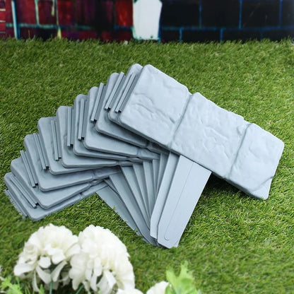 Garden Lawn Edging Plant Border, 20Pack Stone Effect Plastic Fence Lawn Edging DIY Decorative Flower Bed & Grass Garden Border