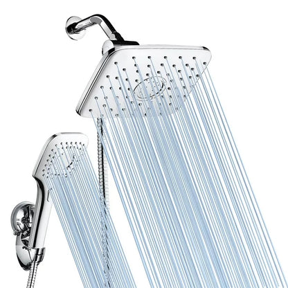 Adjustable Rainfall Shower Head Combo, Handheld with Strong Suction Cup Holder 3-Way Water Diverter 1.5M Hose