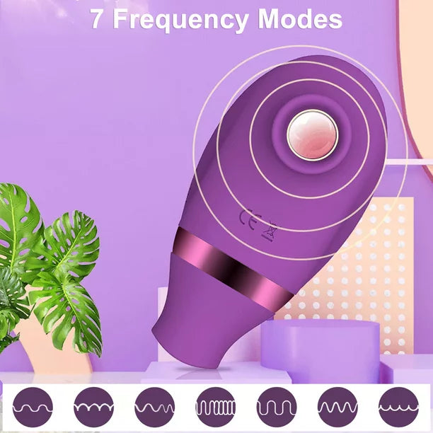 Sucking Licking Vibrator Toy, 2-in-1 Tongue Licking & Clitoral Sucking Nipples Stimulator, 7 Modes Adult Sex Toys for Women Couples