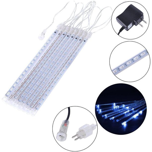 Rain Drop Lights, Aukora LED Meteor Shower Lights, Xmas Lights outdoor 12 inch 8 Tubes, Icicle Snow Falling Lights for Xmas Halloween Party Holiday Garden Tree Thanksgiving Christmas Decoration