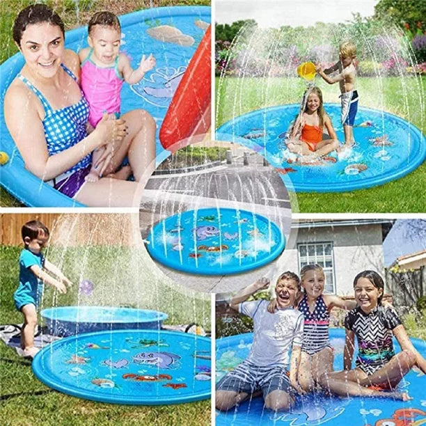 iFanze 68" Splash Pad for Toddlers, Sprinkler Splash Play Mat, Inflatable Summer Outdoor Water Toys for Children, Backyard Pool Party for Boys, Girls and Kids, Blue
