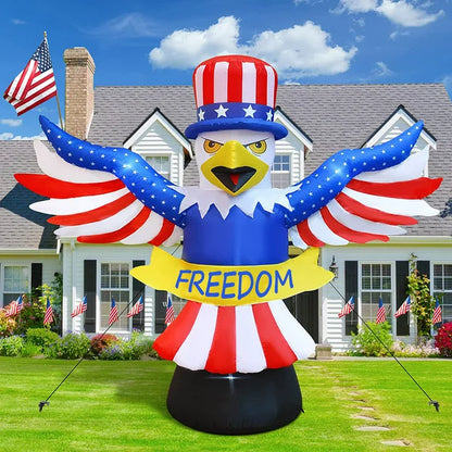 7FT Tall Patriotic Independence Day 4th of July Inflatable American Bald Eagle Lighted Blow up Party Decoration for Outdoor Indoor Home Celebration Garden Yard Photo Prop