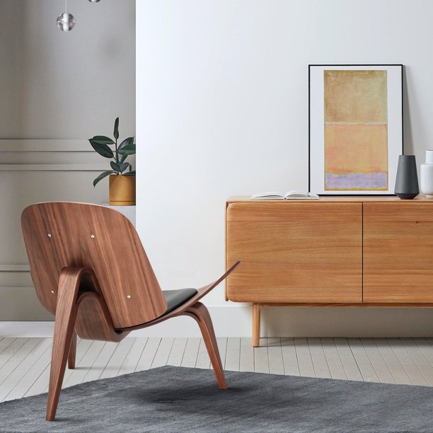 PU Leather Side Chair Mid-Century Shell Chair Modern Lounge Chair Accent Chair Easy to Install