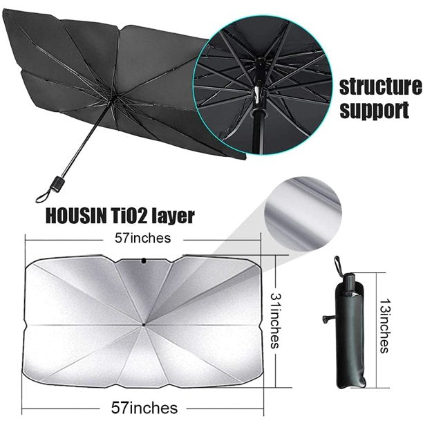Hometimes Car Windshield Sunshade with Storage Pouch ,Foldable Reflector Umbrella Sunshade for Car, Blocks UV Rays Sun Visor Protector, Sunshade to Keep Your Vehicle Cool and Damage Free