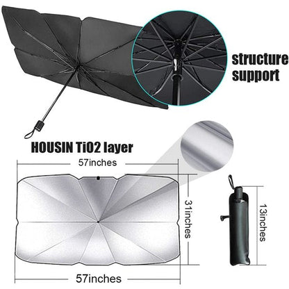Hometimes Car Windshield Sunshade with Storage Pouch ,Foldable Reflector Umbrella Sunshade for Car, Blocks UV Rays Sun Visor Protector, Sunshade to Keep Your Vehicle Cool and Damage Free