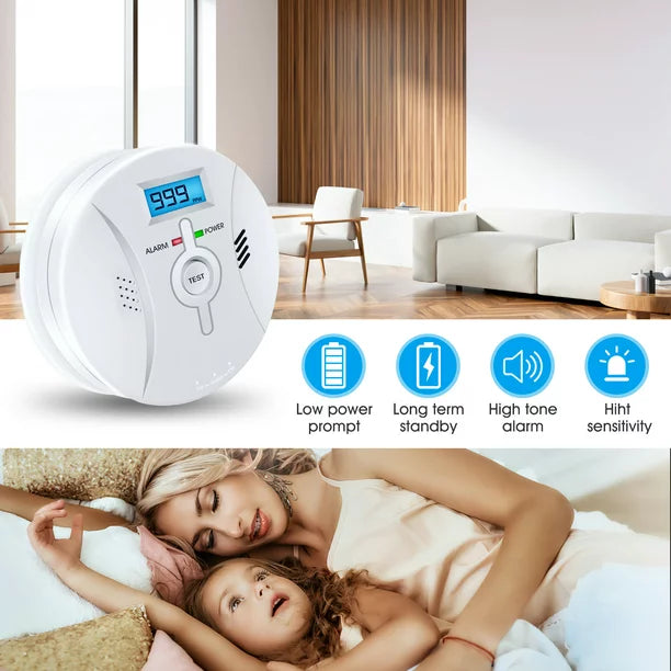 Carbon Monoxide Detectors 2Pack, iFanze Sensitive Wireless Carbon Monoxide Alarm CO Detector with LCD Digital Display Plug-in Wall for Home Office Factory