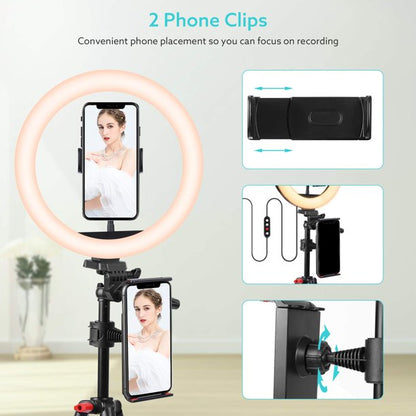10'' Selfie LED Ring Light with Stand and Phone Holder, Doosl 2023 Selfie Halo Light, Dimmable LED Lights with Bluetooth Remote for Photography /TikTok /Makeup /Vlogging /Live Streaming
