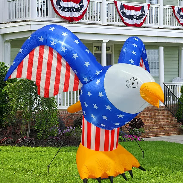 6Ft Independence Day Inflatable, 4th of July Inflatable American Bald Eagle Blow up Inflatables Decorations for Veteran's Day Party Indoor Outdoor Garden