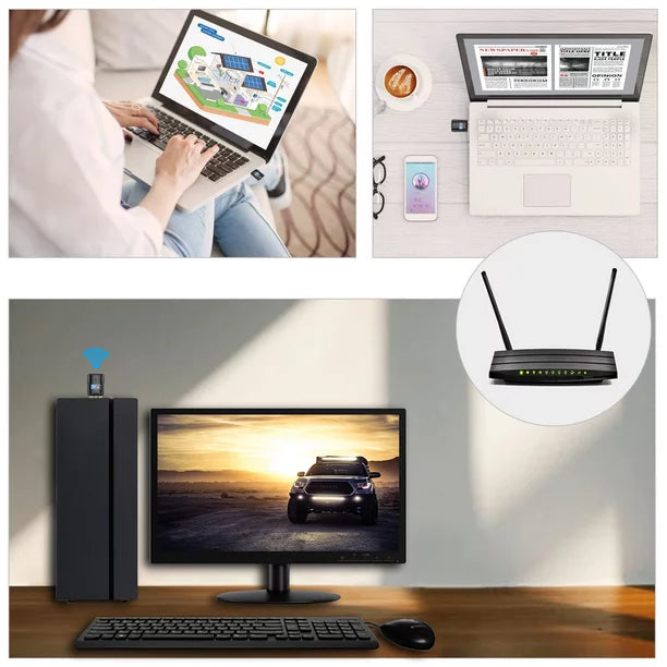600Mbps USB Wifi Adapter, Drive Free 2.4G/5G Dual Band Wifi Dongle Wireless Network Adapter, Wifi Adapter for Desktop PC Support Win 11/10/8/7/XP Mac OS 10.9-10.15