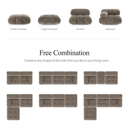 4 Seat Modular Sectional Sofa Couches with Ottoman Reversible Modular Sofa L-Shaped Wide Chaise Lounge for Living Room Bedroom Gray