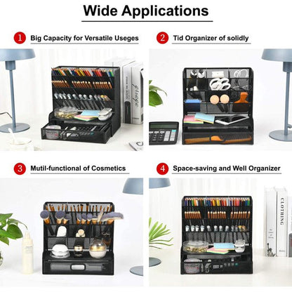 Hometimes Desk Organizer, Multi-Functional Pen Holder,Desktop Stationary Organizer,Cosmetic Storage Rack,Storage Rack for School Home Office Art Supplies