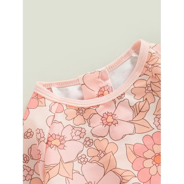 jaweiwi Toddler Baby Girl One-Piece Swimsuit Long Sleeve Swimsuits Girls Summer Bathing Suit Rash Guard 9 12 18 24M 3T 4T Swimwear