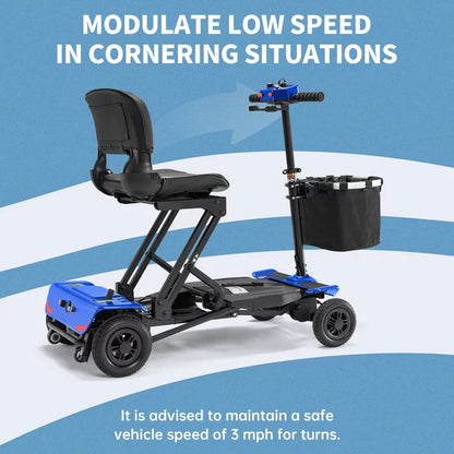 Folding Mobility Scooter 4-Wheel Compact Travel Mobility Scooter w/Basket,Remote & Manual Folding,Electric Power Wheelchair for Seniors Adults Elderly,Blue