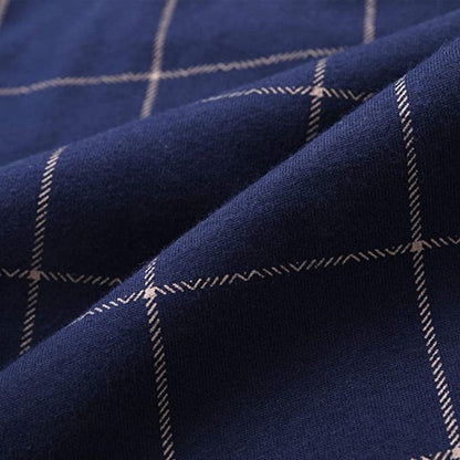 Vulcanodon Mens Cotton Pajama Pants, Lightweight Sleep Pants with Pockets Soft Lounge Pajama Pants for Men Plaid Pj Bottoms (Navy-plaid 01, Large)
