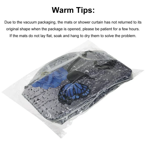BSHAPPLUS 4Pcs 71x79in Blue Rose Shower Curtains with Large Rugs Set, Waterproof Bath Curtain+12 Hooks, Non-Slip Pad, Toilet Lid Cover and U-shape Mat for Home Hotel Bathroom Decor