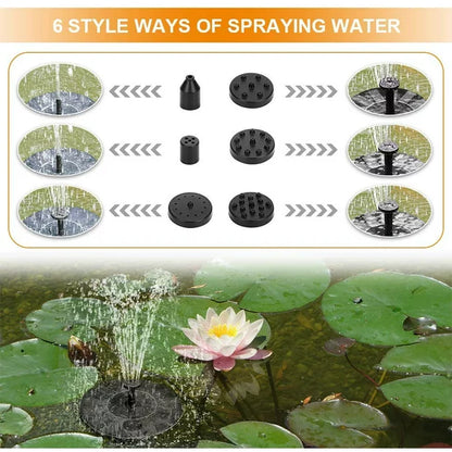 Solar Bird Bath Fountain Pump,Solar Fountain with 6 Nozzle, Free Standing Floating Solar Powered Water Fountain Pump for Bird Bath,Garden, Pond,Pool, Fish Tank,Garden Decoration,1.4W