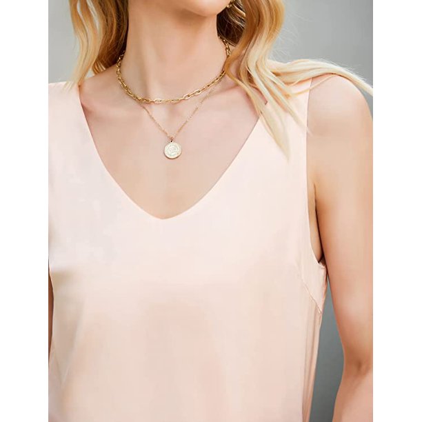 Womens Silk Satin Tank Tops V Neck Casual Cami Sleeveless Camisole Blouses Summer Basic Tank Shirt 2023