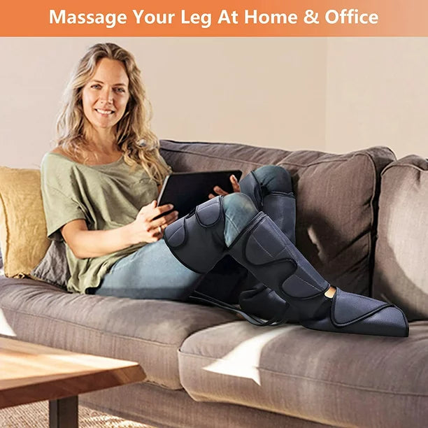 iFanze Leg Massager, Air Compression Thigh, Calf, Knee & Foot Massager for Circulation and Pain Relief, Muscles Relaxation, 2 Heat Levels, 4 Modes 4 Intensities