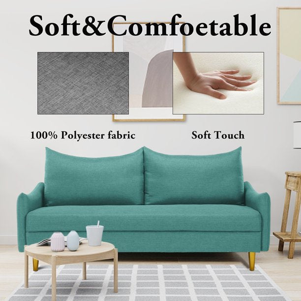 Kowilk Loveseat Sofa, 67'' Small Mid Century Modern Loveseats Couch for Living Room, Upholstered 2 Seater Sofa for Small Space, Apartment (Light Green)